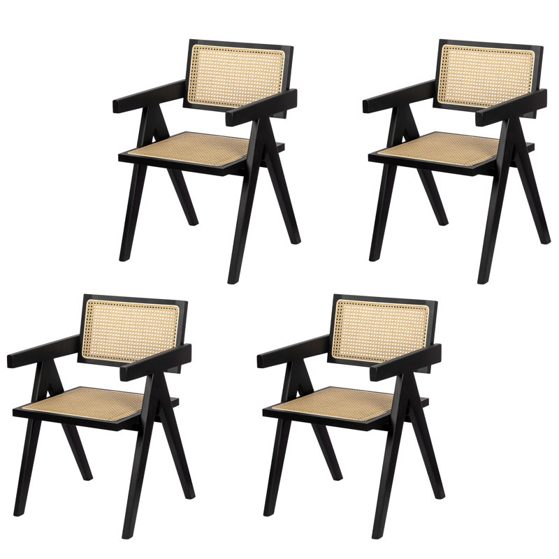 Beka 16.9'' H Walnut Solid Wood Armchair, Black