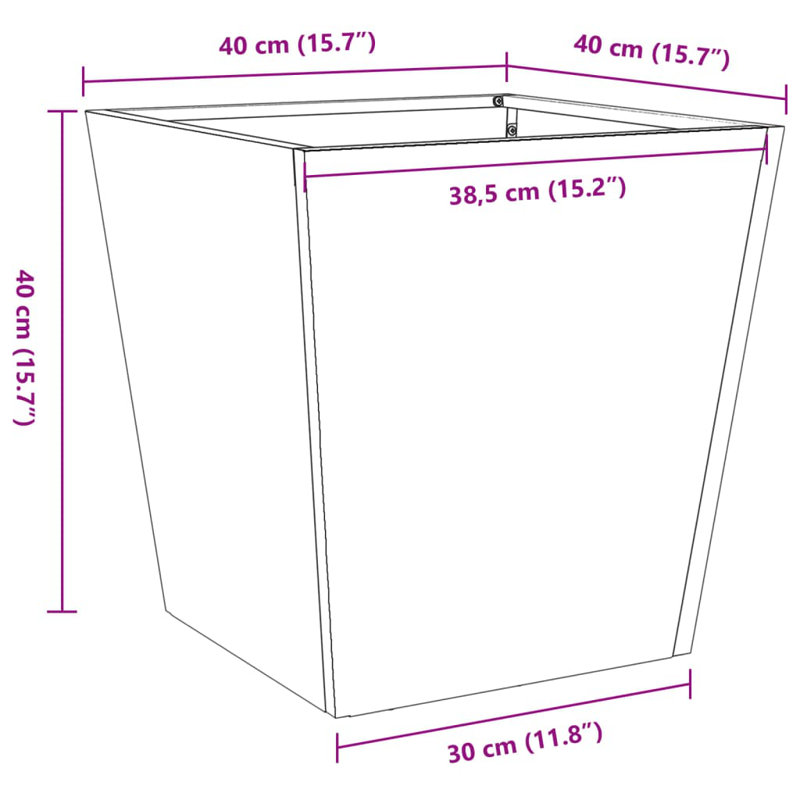 Raice Planter Box, 40cm H x 40cm W x 40cm D, Stainless Steel