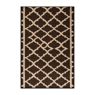 Machine Washable Trellis Black Area Rug