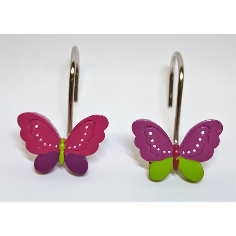 Crochets de rideau de douche Neon Butterfly