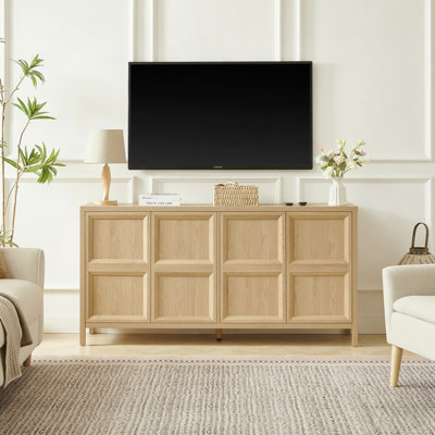 67" Modern Sideboard, Soft-Close Hinges, Wall Mount - Oak