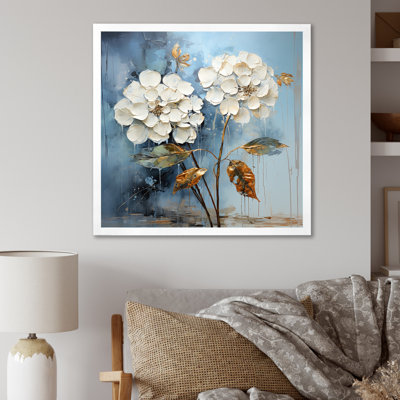 «Blue Hydrangea Blooms In Grey Tone I», reproduction sur toile