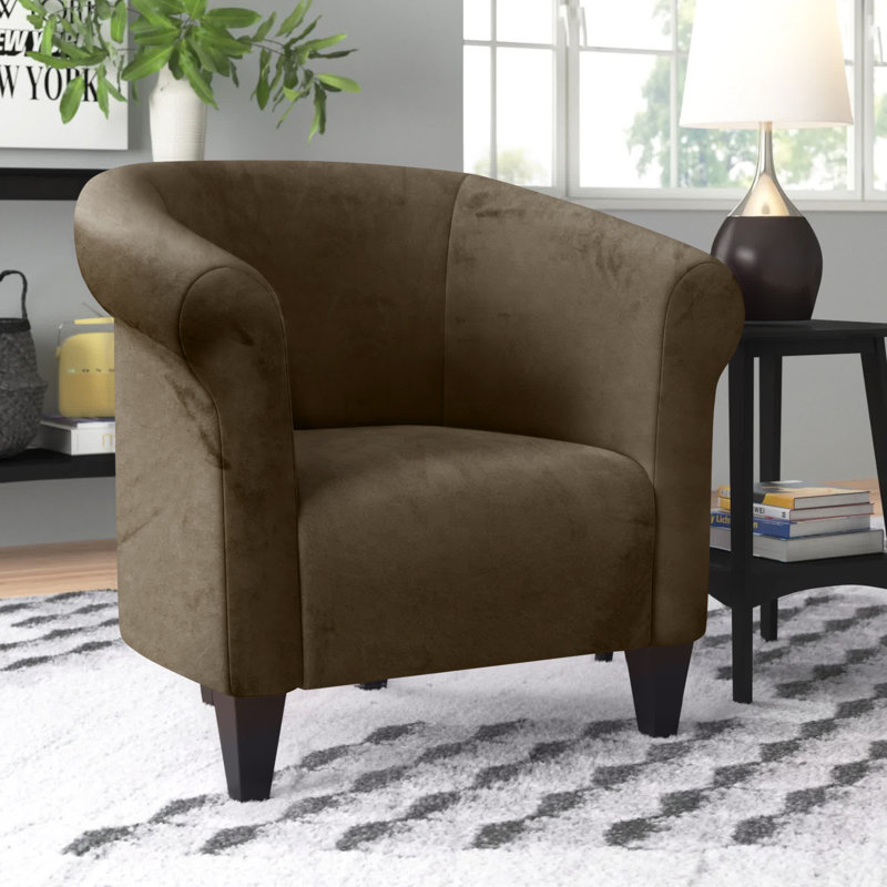 Fauteuil demi-tonneau l 32 po Liam, Microfibre / microsuède moka