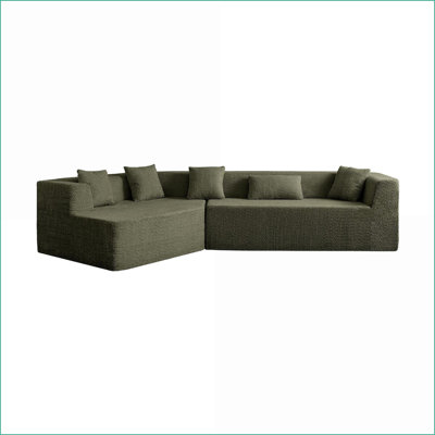 Canapé modulaire à assise profonde minimaliste 127,5 po, sans assemblage | Mousse | Standard