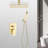 Ceiling Mounted Shower In Gold Brass - 12" Head And Handheld For Natural Rainfall Contentment Easy Cleaning Feature System With Emotion Property-121169475