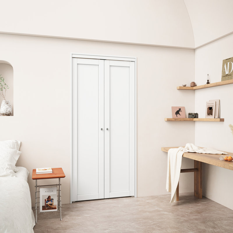 Portes pivotantes françaises pré-finies en bois manufacturé 1-Lite avec trousse de quincaillerie, 24 po x 80 po