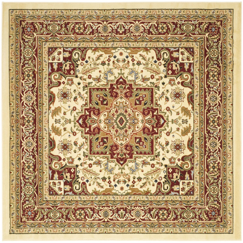 Tapis oriental ivoire / rouge Klose, Carré 5 pi 3 po
