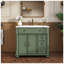 Meuble-lavabo 35,6 po Mid-Century avec colonne romaine, bois massif vert et panneau de fibres à densité moyenne