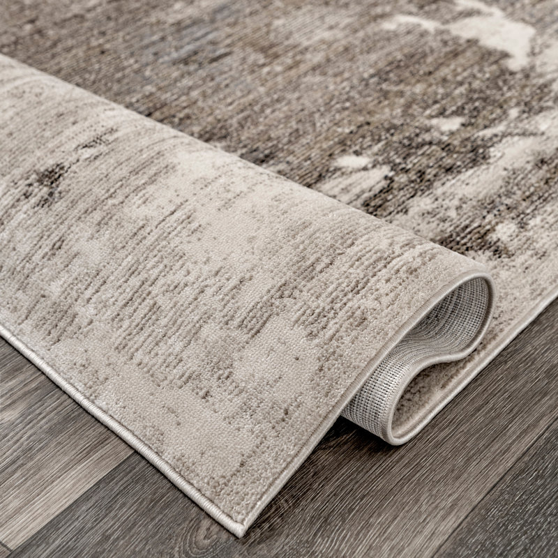 Miraloma Abstract Light Brown Area Rug, Rectangle 10' x 14'