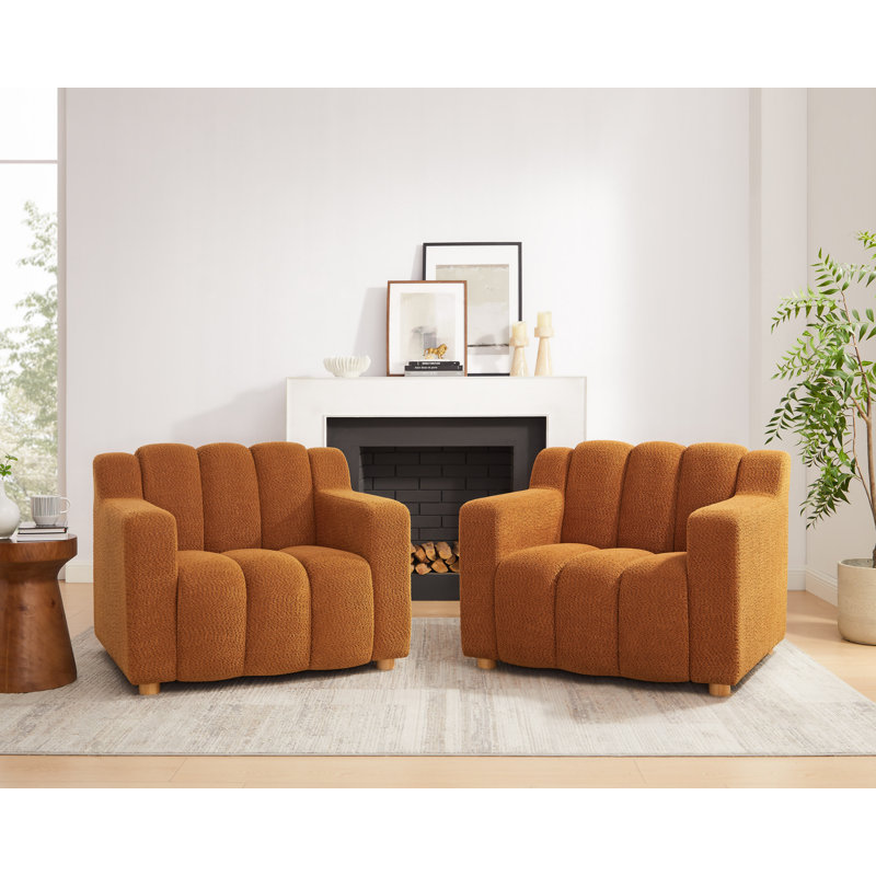 Ensemble de chaises d'appoint 40 pouces recouvertes de tissu Boucle, Orange