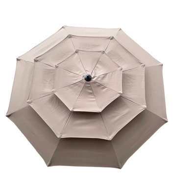Parasol de piscine extérieure 9 pi avec 3, manivelle, inclinaison et évents pour terrasse patio