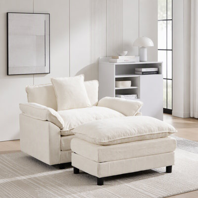 Fauteuil d'appoint moderne, fauteuil club en tissu de chenille, structure en bois massif