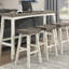 Ensemble de 2 tabourets de bar au design transitionnel, meubles en bois d'hévéa massif blanc et café-1741790082