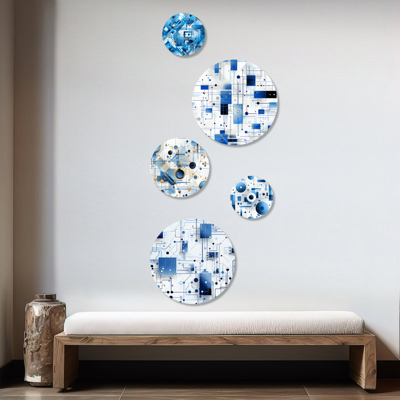 Daanya - Ensemble d'art mural géométrique moderne rond de 5