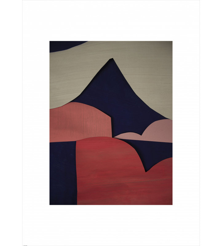 Abstract Mountain Landscape by Cyrille Gulassa — Abstract Wall Art, 32 × 48, Matted Framed Print, Black