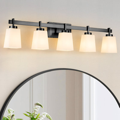 ETL Certificated Vanity Light with Milk Glass Shades, Modern Bathroom Light Fixture