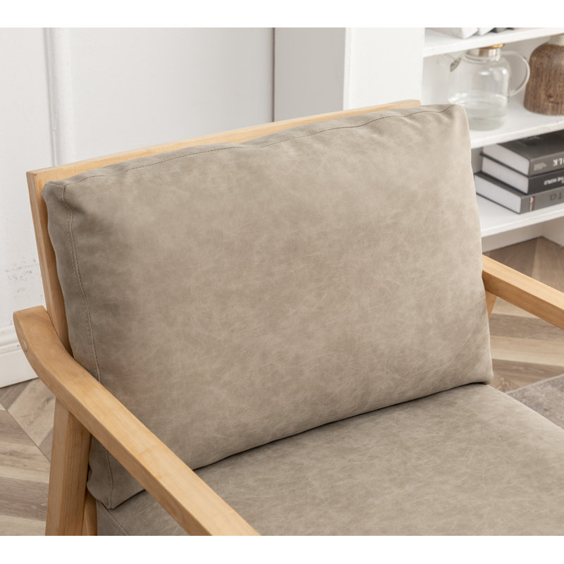 Fauteuil en polyester de 27 po Willbanks, Vintage Taupe Faux Leather