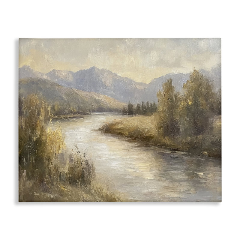 «Flowing River & Distant Mountains», conception par Petal Prints Design, H 16 po x l 20 po