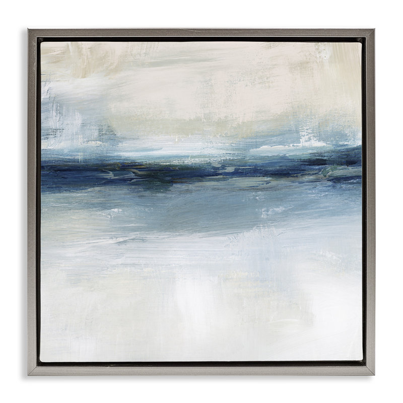 Abstrait nautique sombre et intemporel, Cadre flottant gris lustré, H 18 po x l 18 po