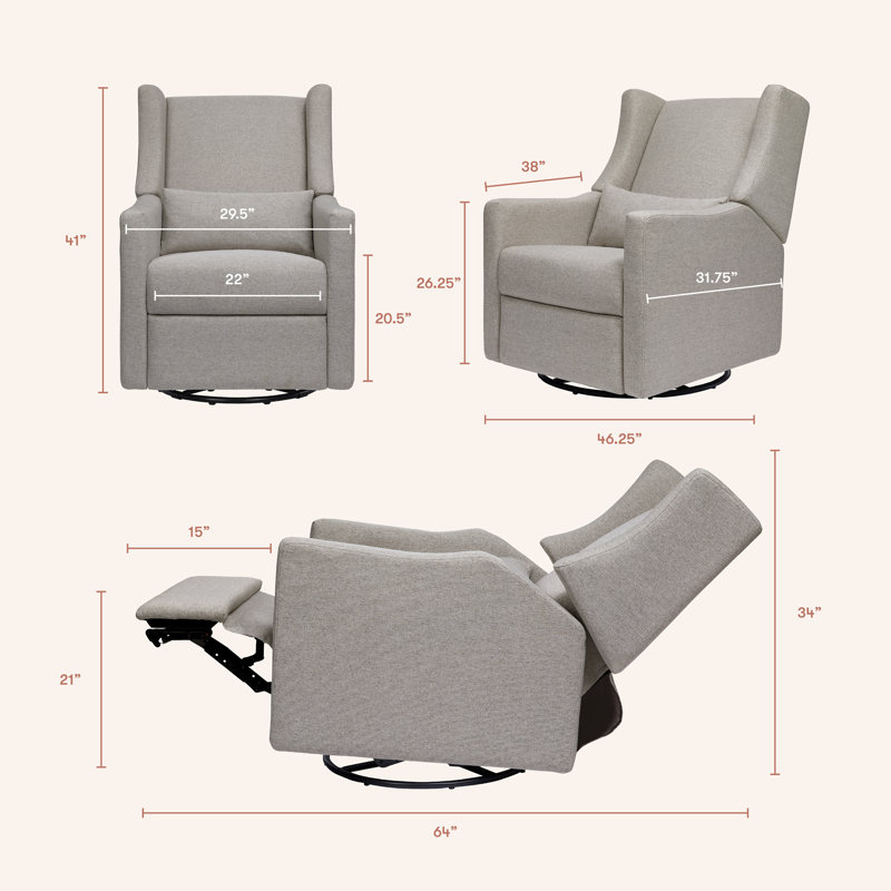 Kiwi Electronic Swivel Reclining Glider, Performance Gray Eco-Weave