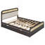 Lit plateforme en bois avec lit gigogne, 2 tiroirs et accents en rotin-106376333