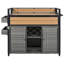 Chariot de barbecue extérieur en osier l 52,8 po avec plateau en bois-404602439