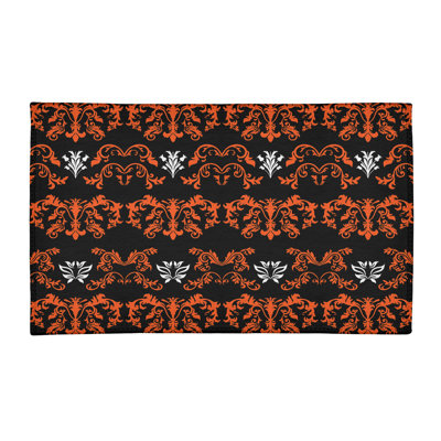 Tapis damassé noir / orange