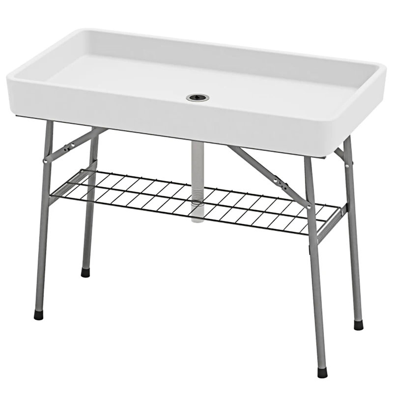 Table de glacière extérieure pliante, Blanc
