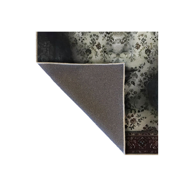 Tapis tissé multicolore à base de motifs tissés à base de visage lavable à la machine, Carré 3 pi 3 po