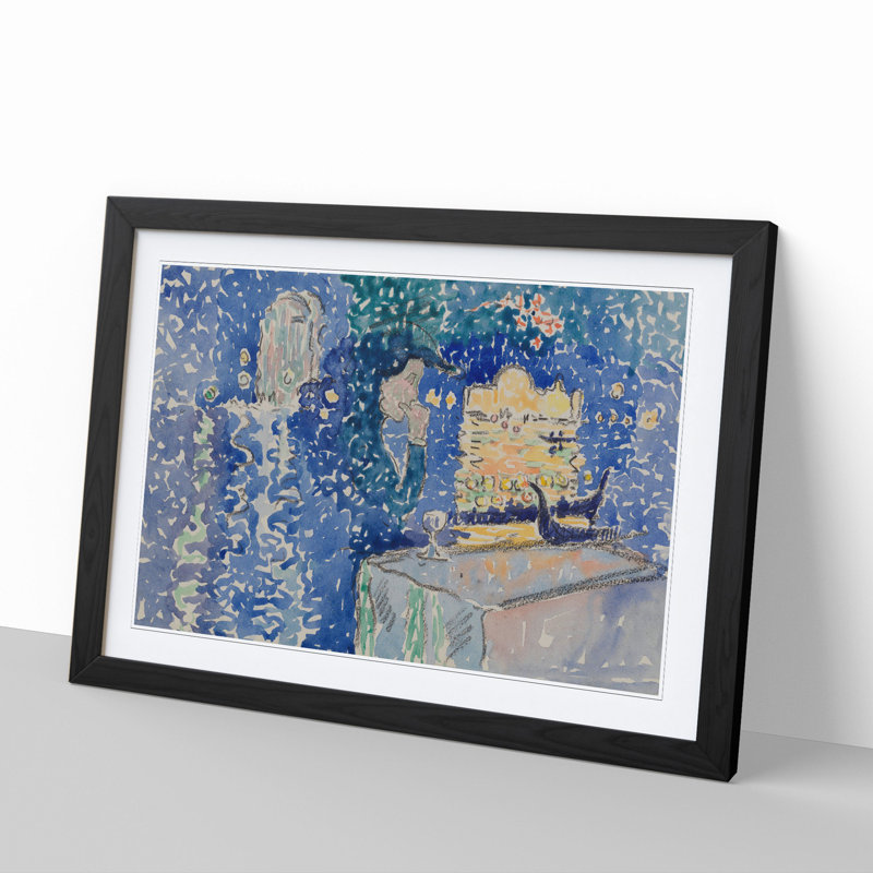Night of the Festival of the Redeemer by Henri-Edmond Cross - Picture Frame Painting, 36cm H x 48cm W x 2cm D, Black Framed