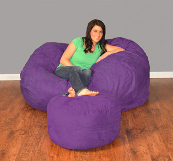 Très grand fauteuil à billes breton, Micro suède - mauve