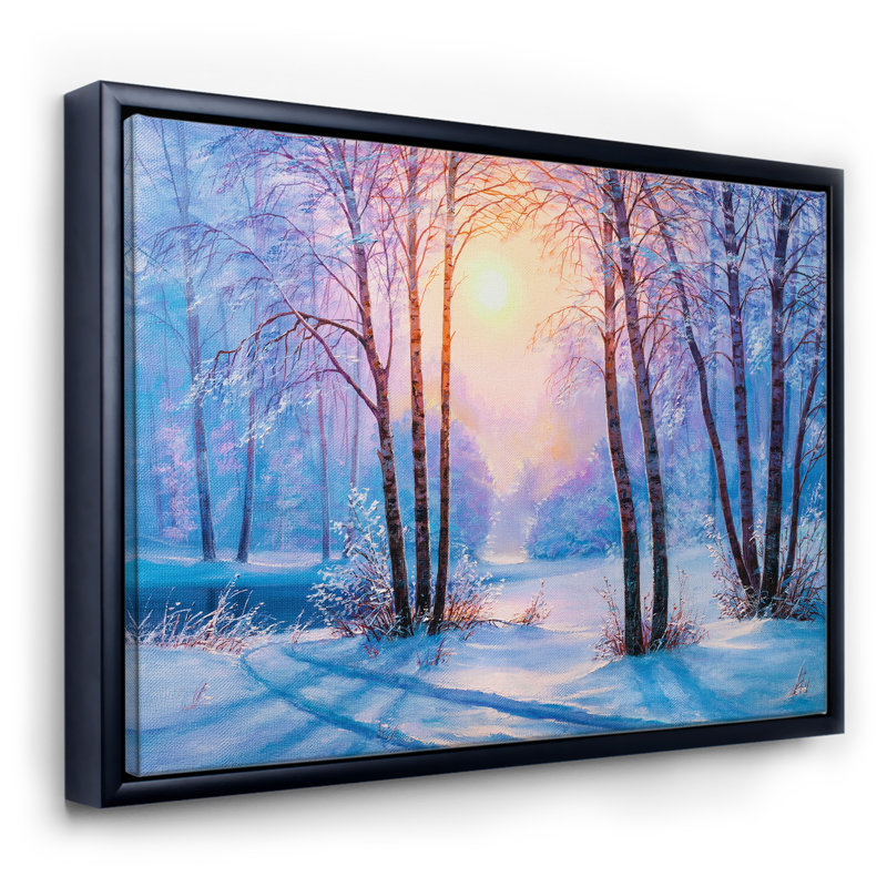 «Warm Sunshine Reflection over Winter Forest River III», reproduction sur toile flottante, H 12 po x l 20 po x p 1 po