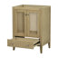 Meuble-lavabo 24 po sans lavabo, base seulement, armoire en rotin avec portes et tiroir, cadre solide et panneau de fibres à densité moyenne, naturel