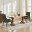 Élégante chaise de salle à manger rembourrée en tissu de chenille avec pieds courbés en bois massif et conception capitonnée pour la salle à manger, la cuisine et plus encore-342005719