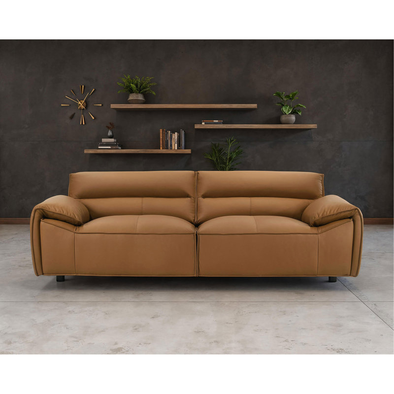 Canapé Hudson, 91.25" W, Orange Faux Leather