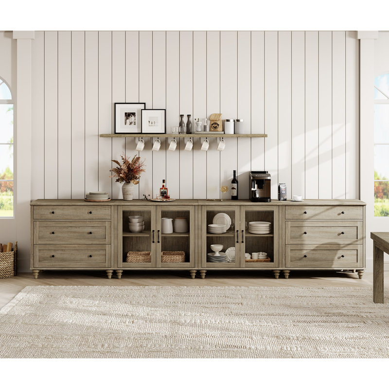 Aber 135.4'' Sideboard, Wash Gray