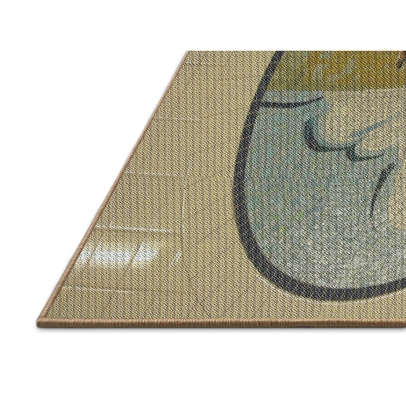 Tapis brun/vert tissé à la machine, Rectangle 5 pi x 7 pi