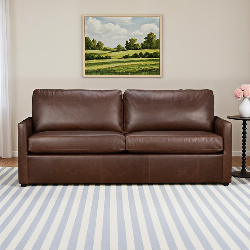 Savannah Upholstered Sofa, Bistro Rustic Genuine Leather