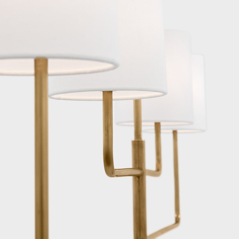 Go Lightly 4 - Light Chandelier, White, Soft Brass