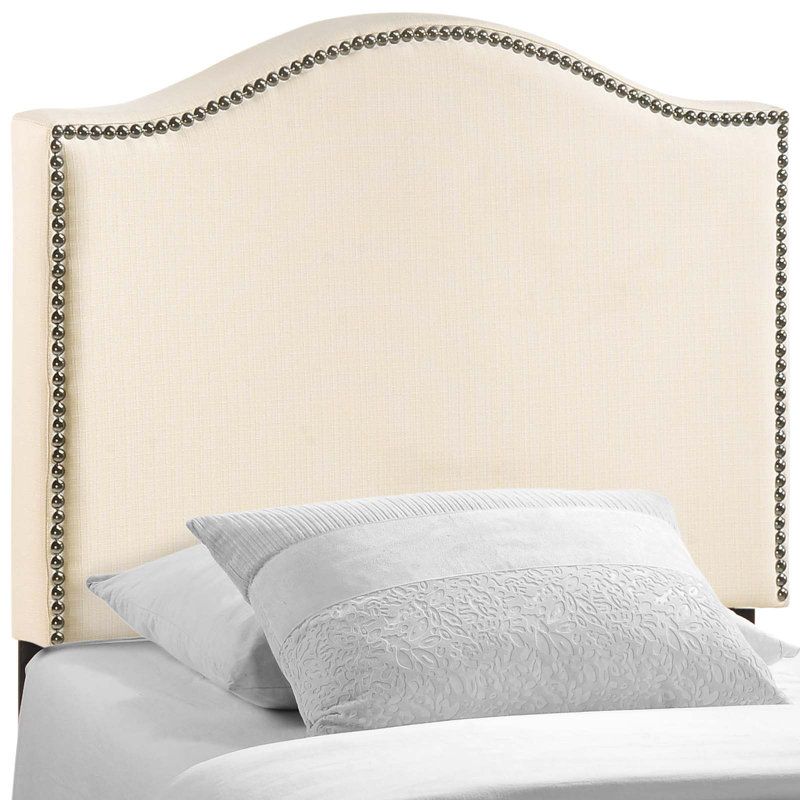 Curl Nailhead Upholstered Headboard, Twin, Ivory, Ivory