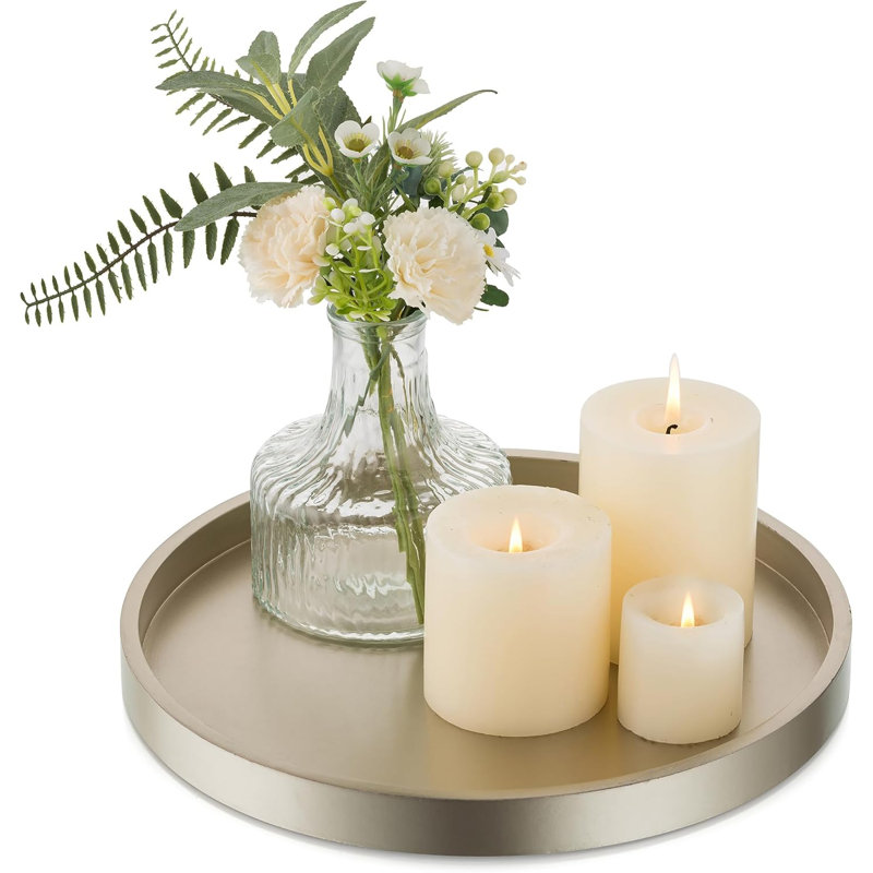 Plateau rond en bois champagne