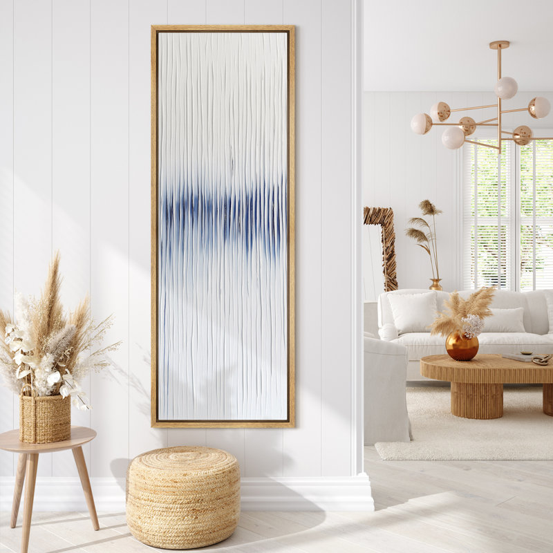 «Minimal Blue Watercolor», impression sur toile verticale encadrée, Naturel, H 60 po x l 20 po x P 1,5 po