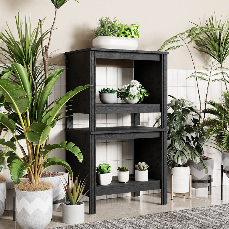 Ensemble de 2 supports à plantes, Noir