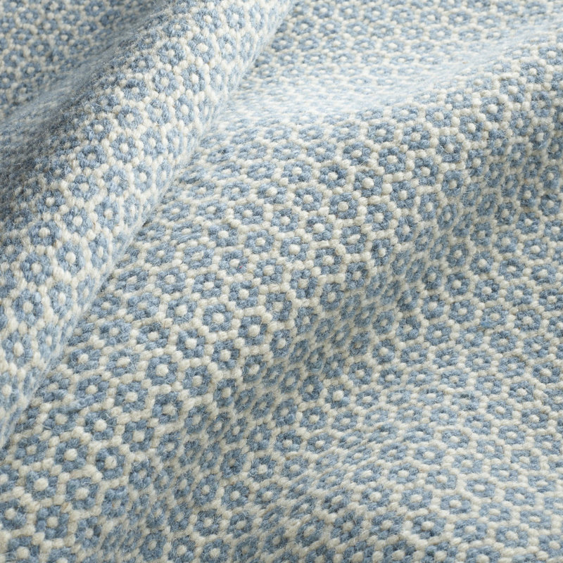 Honeycomb Handwoven Wool Rug, Rectangle 2' x 3', French Blue/Ivory