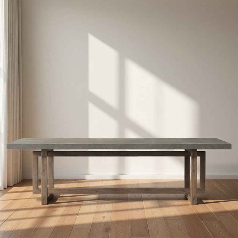 Table de salle à manger rectangulaire en bois massif gris ciment, 29.53”H x 70.87”L x 31.5”W