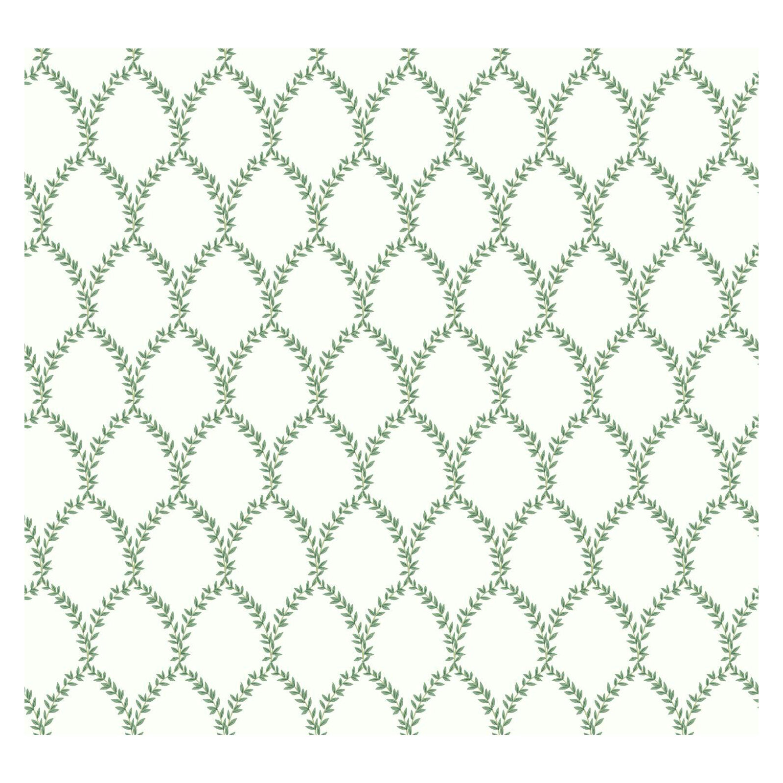 Rifle Paper Co. Laurel 27' x 27" Wallpaper Roll, Green/White