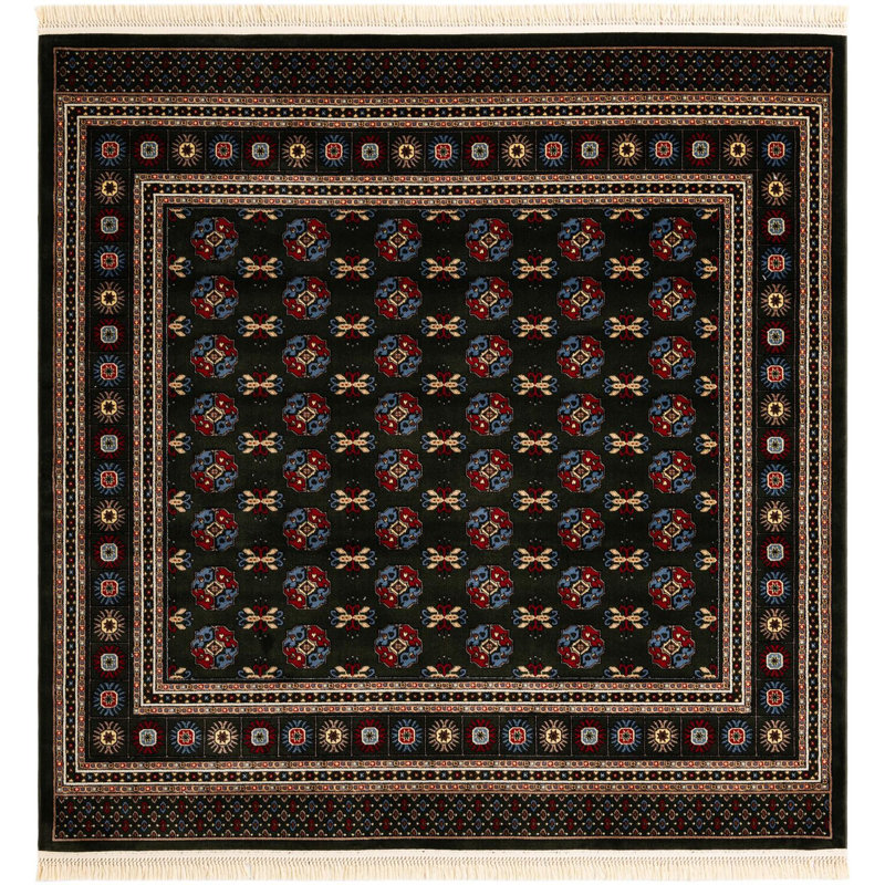 Tapis traditionnel Hinshaw vert foncé, Carré 7 pi 10 po