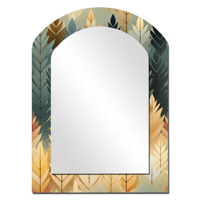 Tree Chevron Woodland Delight - Grand miroir mural arqué sur métal