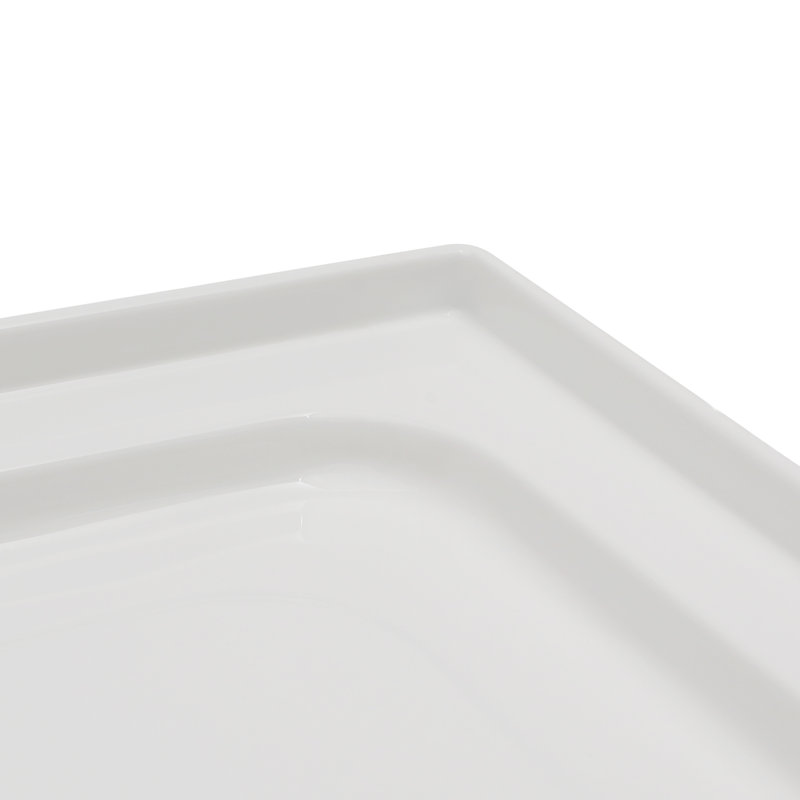 Base de douche en acrylique l 60 po x P 32 po avec surface texturée antidérapante, drain à gauche, blanc