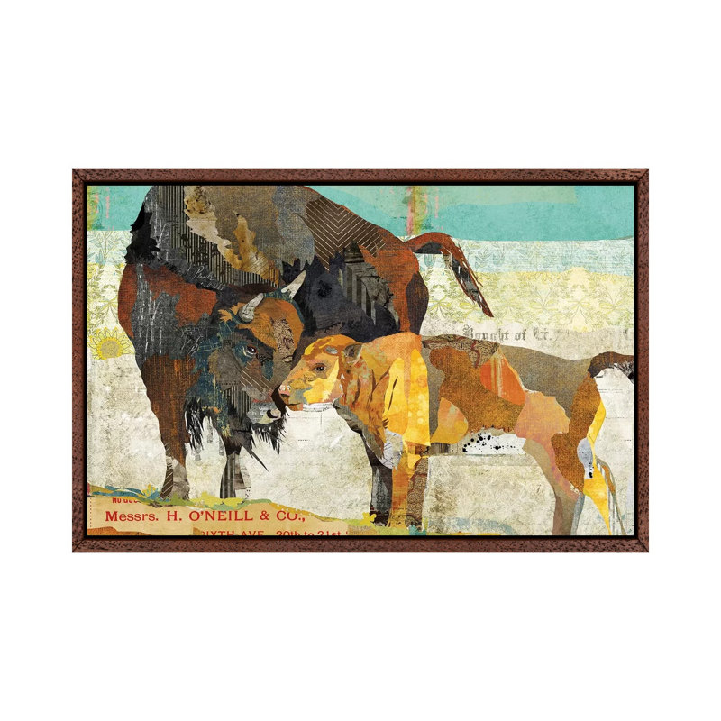 Bison Son by Traci Anderson - Painting on Canvas, 66.04cm H x 101.6cm W x 3.81cm D, Classic Brown Wood Framed